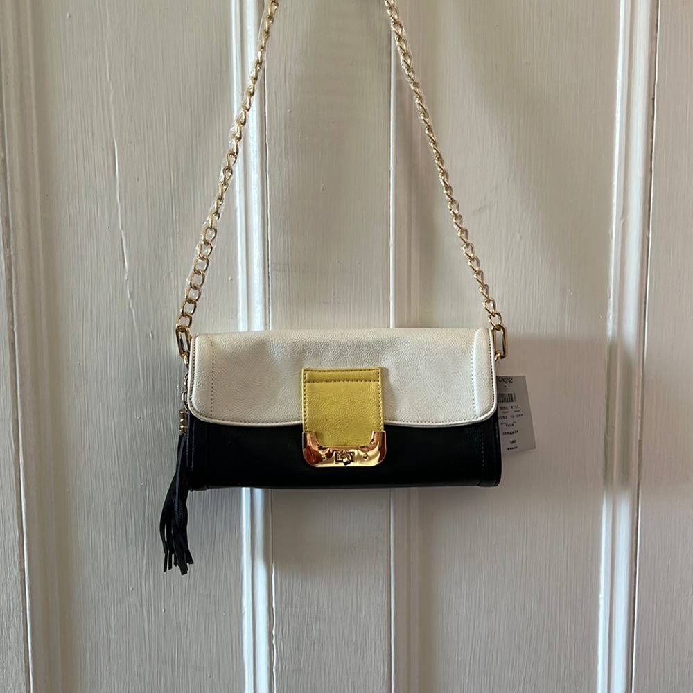 Over the shoulder bag, black white and yellow.